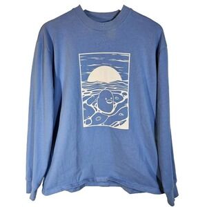 The Tubbo Moment Benson By The Sea‎ Duck Long Crew Shirt Graphic Blue Cotton L